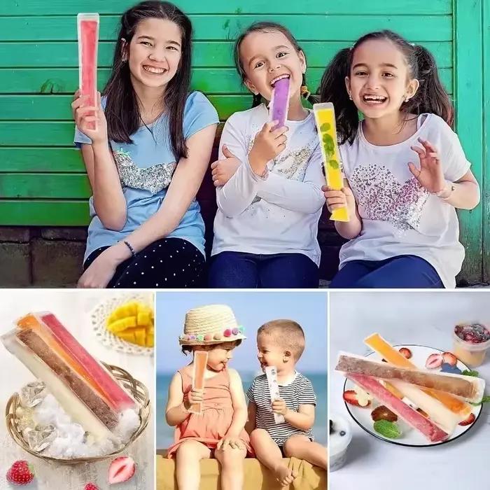 Sacs à glaces transparents jetables, bricolage de sucettes glacées, jus de fruits, Smoothies, sac de moule de yaourt avec fermeture éclair, sac à sucettes glacées pour enfants