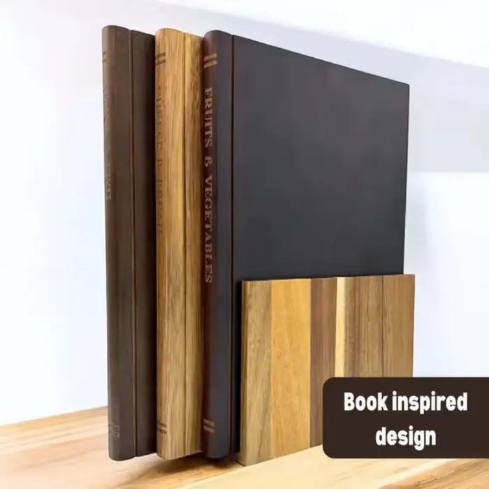 Nouvel ensemble de planches à découper en bois massif en forme de livre