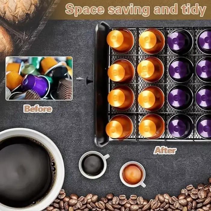 Boîte de rangement de capsules de café, conception de tiroir de grande capacité, boîte de rangement de capsules anti-poussière de 40 dosettes pour café, bureau, maison, Restaurants