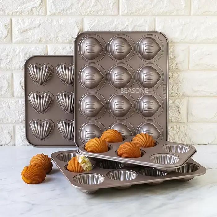 Moule à gâteau de madeleine en forme de cœur en métal pour gâteaux romantiques et décorations de desserts pour femmes occasions spéciales