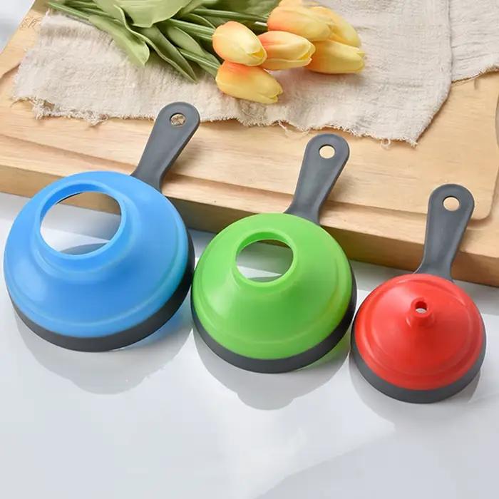 Ensemble d'entonnoirs en plastique orange certifié QIC pour confitures et transferts alimentaires 3 tailles inclus pour bouches larges et pots Mason