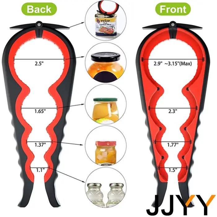 JJYY Ouvre-bocal 5 en 1 Ouvre-bouteille à prise facile Couvercle tournant Ouverture rapide Cuisson Utilisation