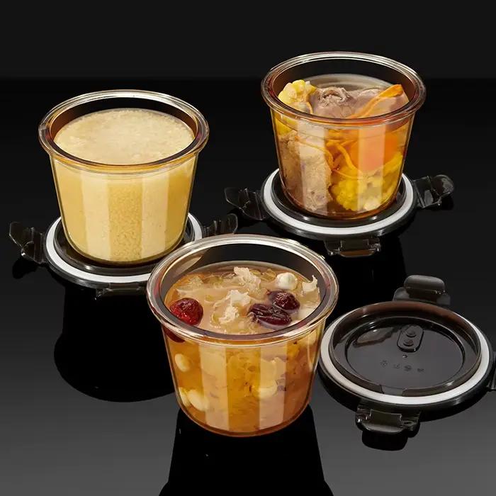 Filles à soupe frais Y-248 Bols en verre avec couvercle Mini bol à degré de chaleur diligence transparente Soupe aux fruits Filles Assad Bols micro-ondables