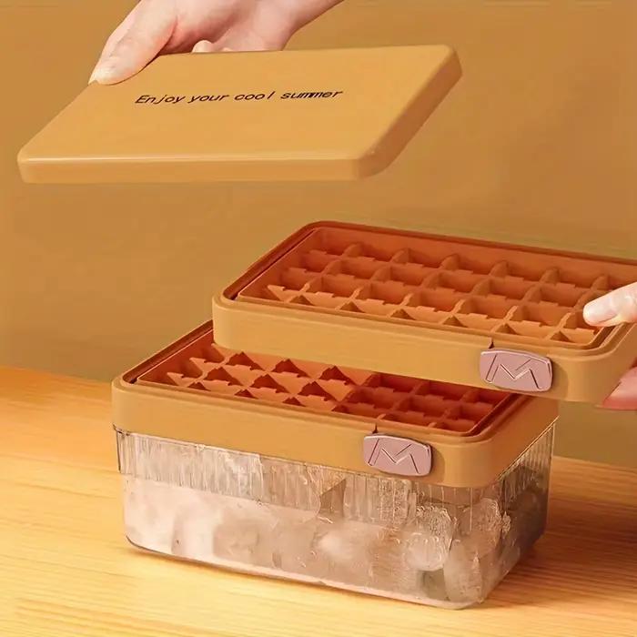 Moule à glaçons Flip & Press – Machine à glaçons en plastique de qualité alimentaire à Double couche de grande capacité avec couvercle pour une fabrication facile de glaçons à la maison