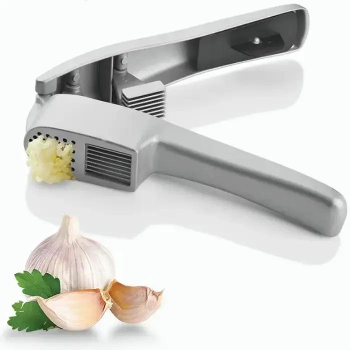 Presse-ail et trancheuse 2 en 1 hachoir et trancheur d'ail gingembre en aluminium bleu ciel multifonction pour cuisine moderne durable gastronomie