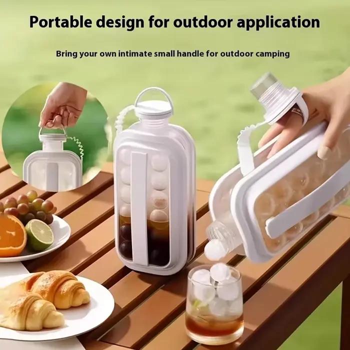 Plateau de fabrication de boules de glace, bouteille 2 en 1, rondelle Portable, fabrication de bouteilles d'eau, moules cubes pliants avec 17 grilles pour pique-nique au bureau et au ménage