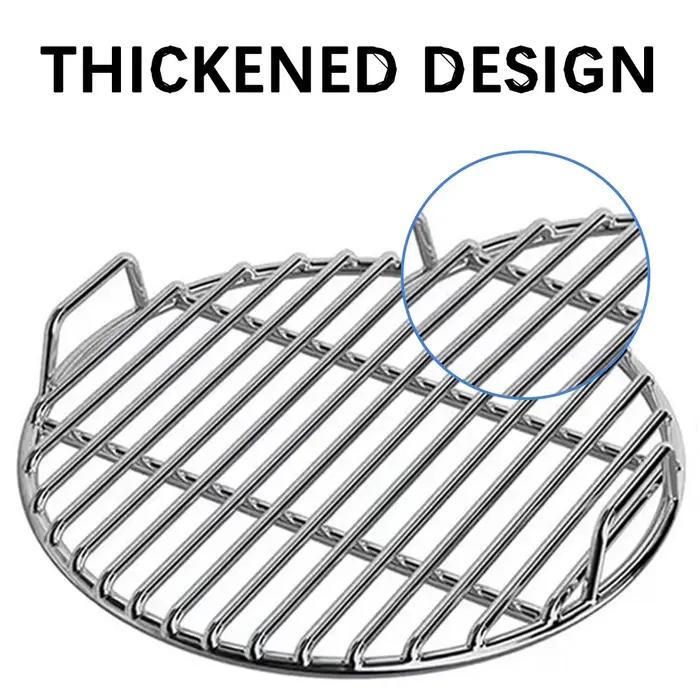 Grates de grillades rondes 40 cm Remplacement en acier inoxydable avec poignée BBQ Grills Mesh Straight-Bar Design Outdoor Camping Party