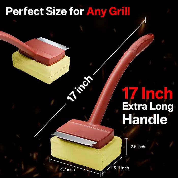 Brosse de nettoyage pour grillades à la vapeur, sans poils, avec raclette, résistante à la chaleur, sûre pour tous types de grils, sans rayures, sans poils.
