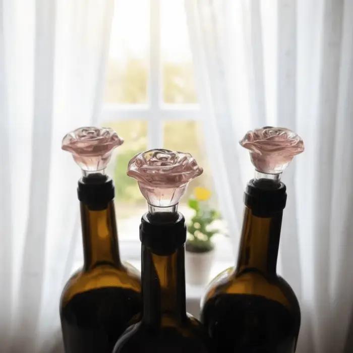Bouchons de bouteille créatifs anti-fuite en forme de rose, pour conserver la fraîcheur, bouchons décoratifs en résine pour bouteilles de vin, utilisation en cuisine