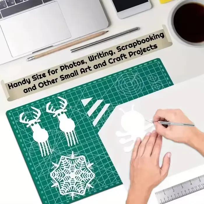 Tapis de découpe A3 A4 A5 durable avec lignes quadrillées, marques d'angle et gabarits pour la modélisation, le scrapbooking et la découpe de papier artisanal