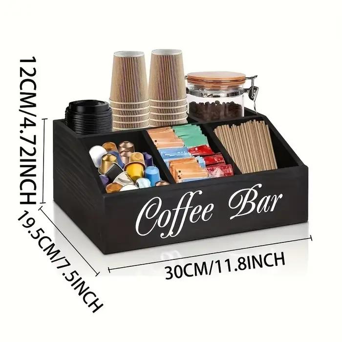 Boîte de rangement de café en bois, 1 pièce, organisateur d'épices de comptoir, armoire de Bar à café polyvalente, boîte de rangement de comptoir de cuisine