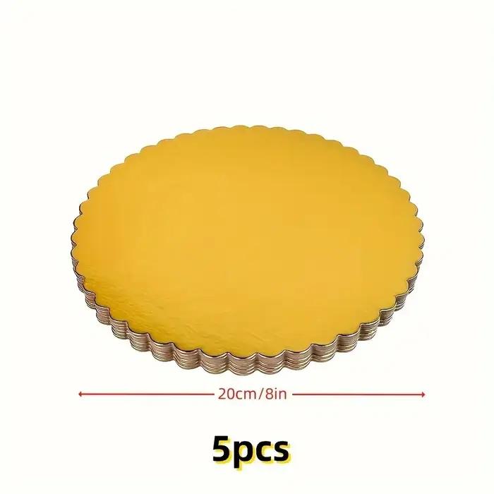 Planche à gâteaux 5 pièces avec cercles à gâteaux circulaires dorés, carton de base de gâteau 6/8/10/12 pouces, adapté au cuire des gâteaux, doré