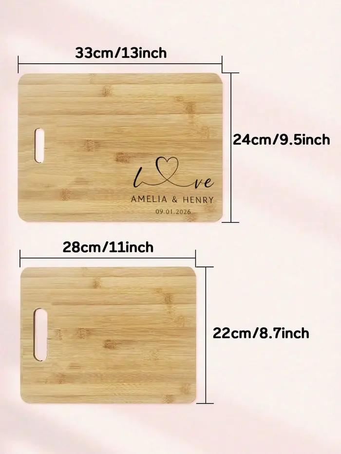 Planche à découper personnalisée avec nom et date