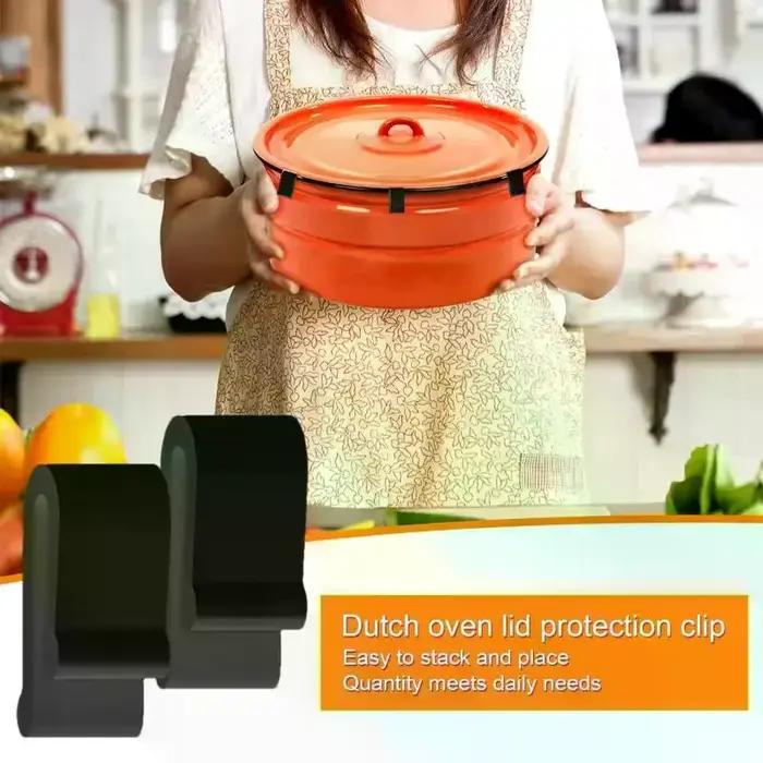 Clips de protection pour couvercle de four, 4 pièces, clips de protection pour ustensiles de cuisine, clips de casserole pour affichage, stockage, empilage, clips en silicone de qualité alimentaire pour une utilisation quotidienne sans souci