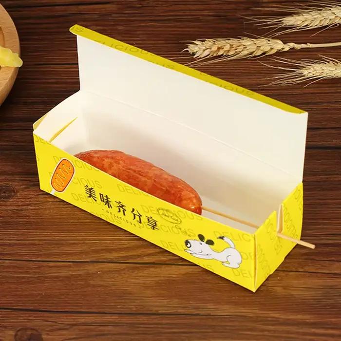 Lot de 100 boîtes à hot-dogs, boîtes à saucisses, boîtes à snacks, boîtes à nourriture jetables, plateaux de service pour fêtes, boîtes à emporter pour la restauration