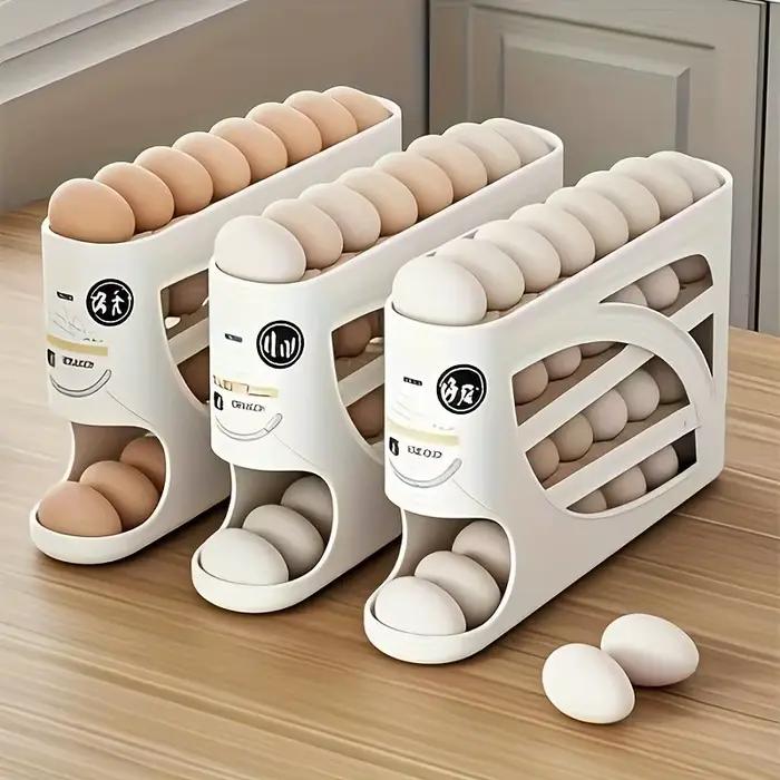 Porte-œufs pour réfrigérateur – Support coulissant à 4 niveaux pour 30 œufs | Organisateur de cuisine peu encombrant |