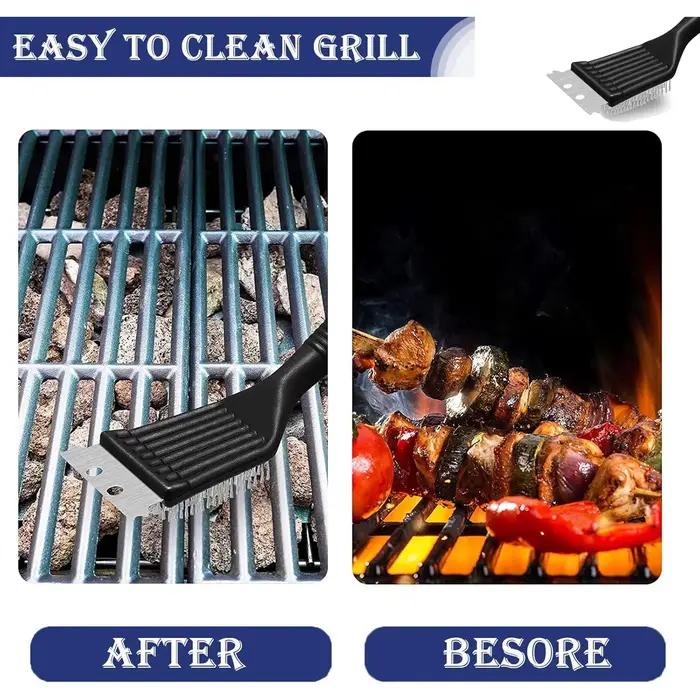 Nettoyeur de barbecue - Ensemble de 2 brosses en fil d'acier inoxydable pour grilles et fours