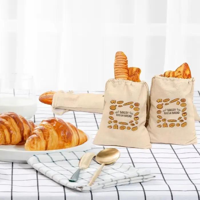 Sac de rangement en lin réutilisable pour collation créative