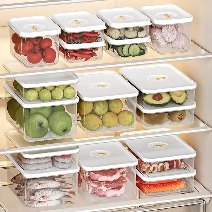 Transparent 950ML réfrigérateur stocke bac à légumes aliments frais fruits conteneur en plastique micro-ondable Bento boîte réfrigérateur organisateur congélateur boîte