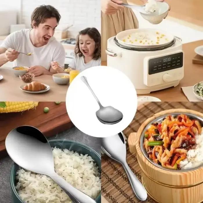 Grande cuillère à riz ergonomique en acier inoxydable