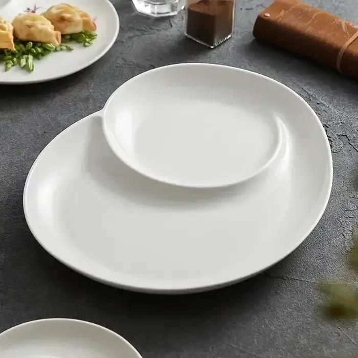 ECHmonopolsushi en céramique avec plat de vinaigre, plaque de séparation en spirale blanche, frites créatives pour hôtel et restaurant avec assiette 238