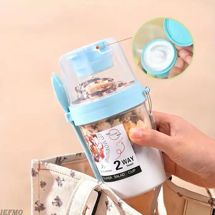 Ensemble de saladiers réutilisables en plastique PP pour une perte de poids saine, contenant fruits, légumes, yaourt, avec couvercle étanche et fourchette intégrée, idéal pour le travail, l'école, le sport et les occasions spéciales