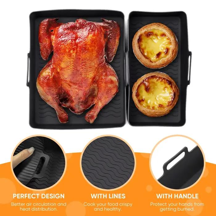 Lot de 2 plateaux de cuisson réutilisables pour friteuse à air TowerT17099 Tefal EY901840, en silicone, multi-usages