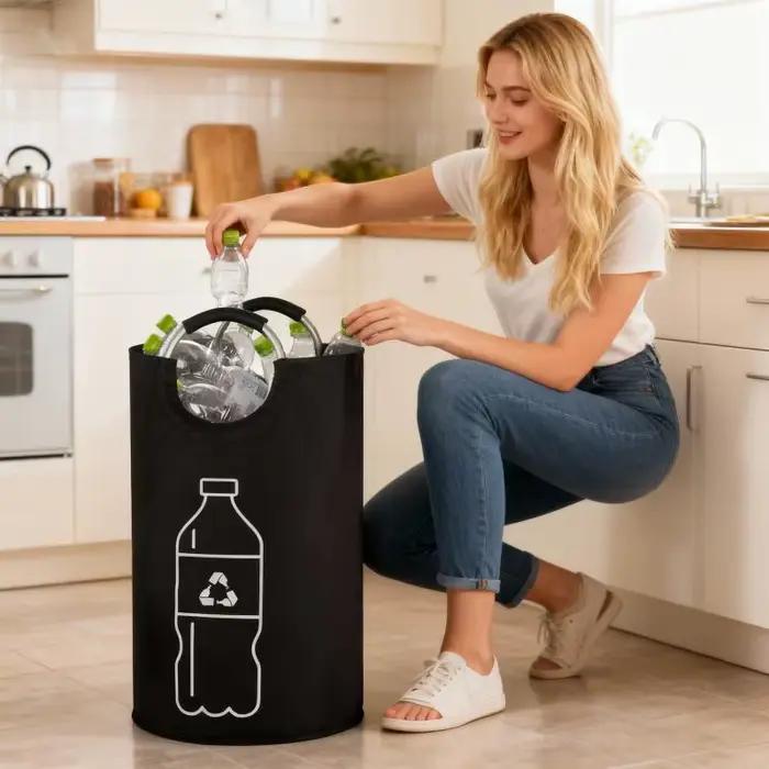 Panier de rangement pour linge 82L avec poignée en aluminium