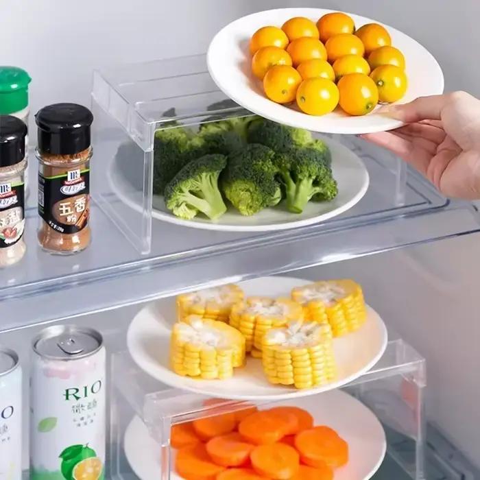 Étagère de rangement transparente pour réfrigérateur, gain de place, étagères de séparation multicouches épaissies pour réfrigérateur, organisateurs de cuisine
