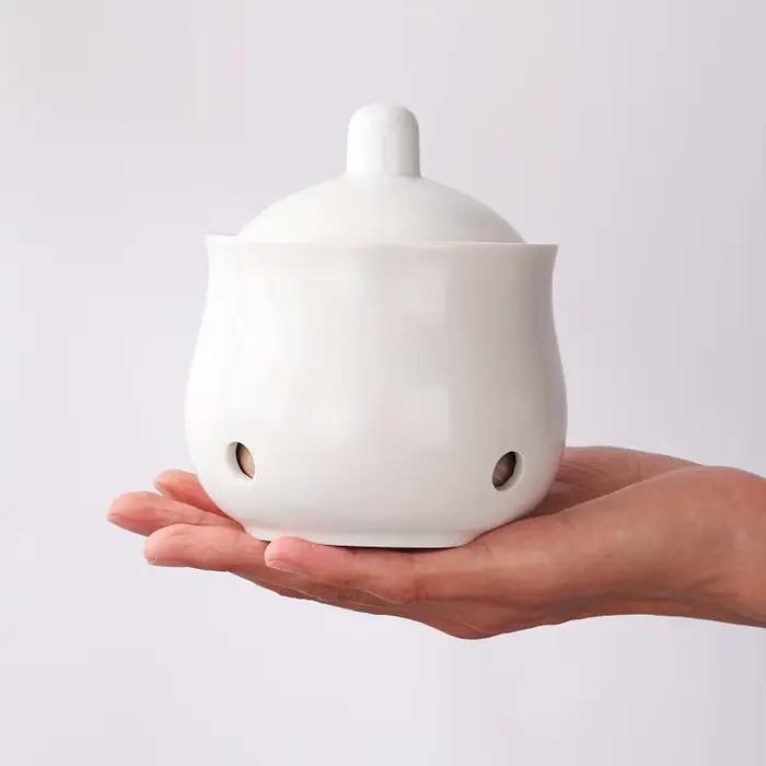 Un ensemble de pots de rangement en céramique pour l'ail et le gingembre