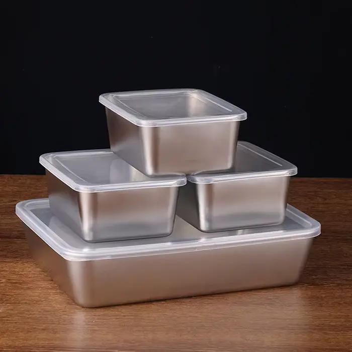 Boîte de stockage de viande de réfrigérateur d'acier inoxydable