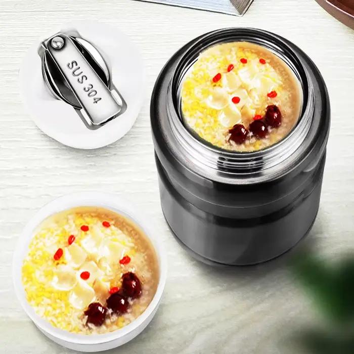 Pot Thermos en acier inoxydable de grande capacité de 750ml, boîte à déjeuner, récipient à soupe alimentaire, flacon alimentaire gratuit avec cuillère