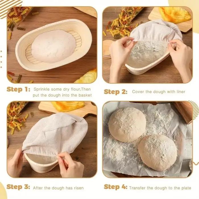 Panier de Fermentation de pain ovale européen, Structure en rotin naturel doublé de lin pour boulangers professionnels à domicile, outils de fabrication de pain