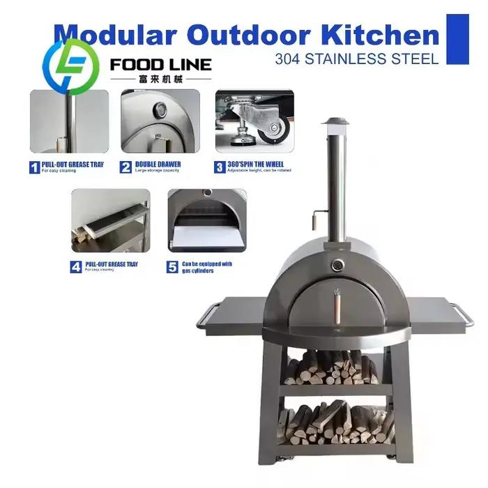 Four à pizza portable moderne et luxueux, conception à chauffage rapide, en acier inoxydable, barbecue au charbon de bois, pierre céramique, pour la maison, le jardin, la pizzeria