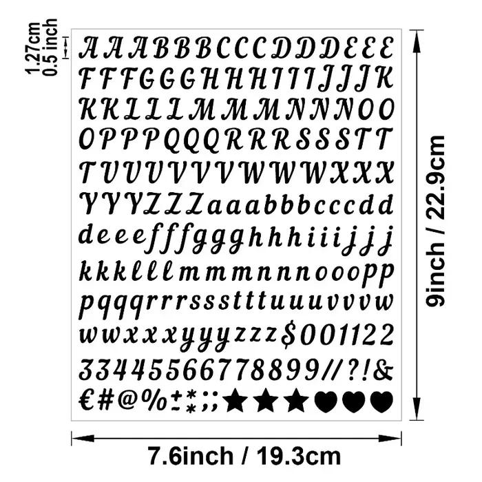 Petits autocollants lettres et chiffres, 5 feuilles, 0,5 pouce, autocollants en vinyle autocollants pour scrapbooking, enseignes, enveloppes, bouteilles
