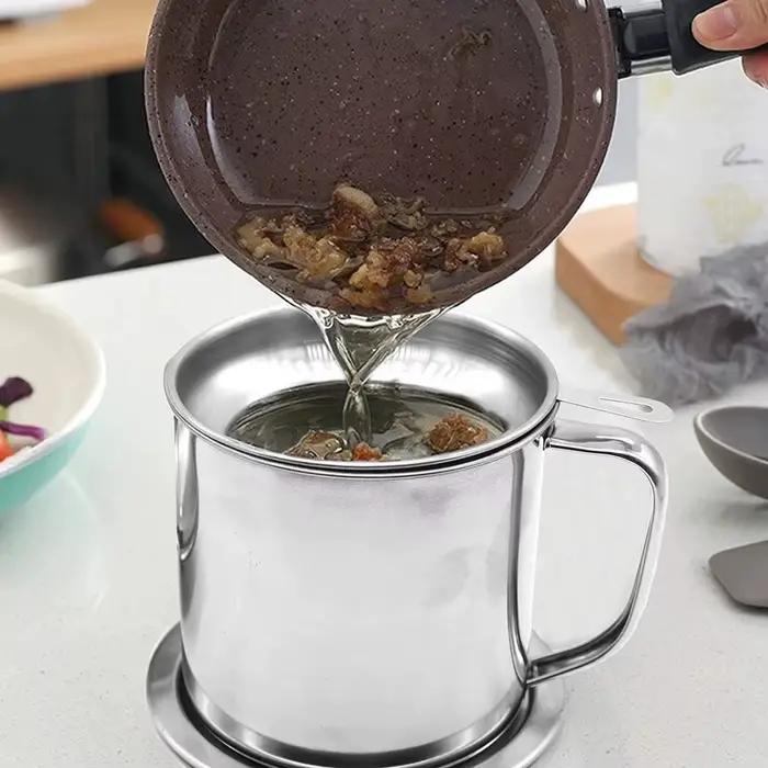 Récipient de graisse de bacon avec passoire, récipient d'huile de cuisine, huile de friture de viande, stockage de graisse de cuisson