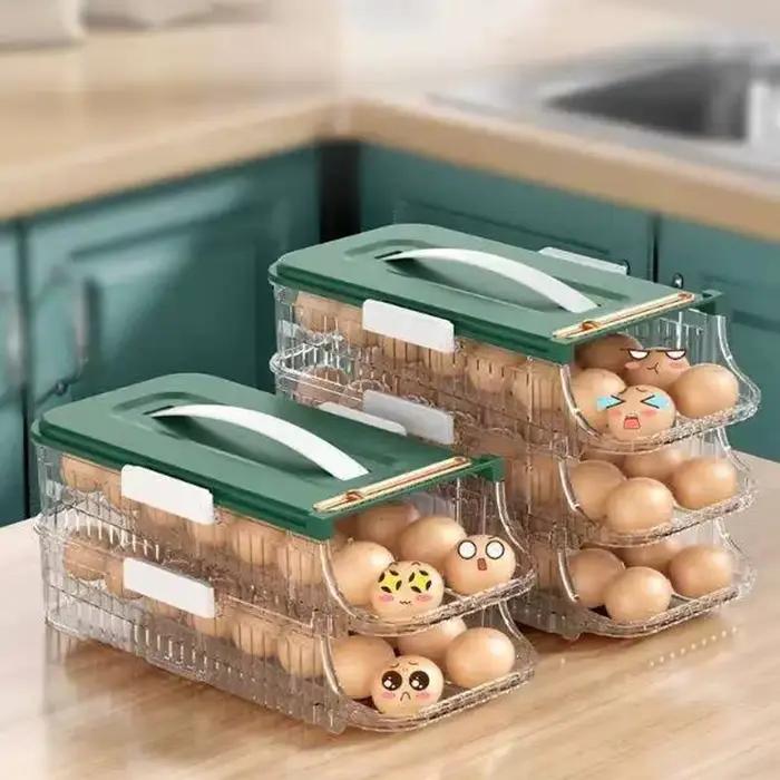 Boîte à Œufs Élégante Pour Rangement Pratique et Organisé Cuisine Hermétique Conteneur Alimentaire Défilement Automatique