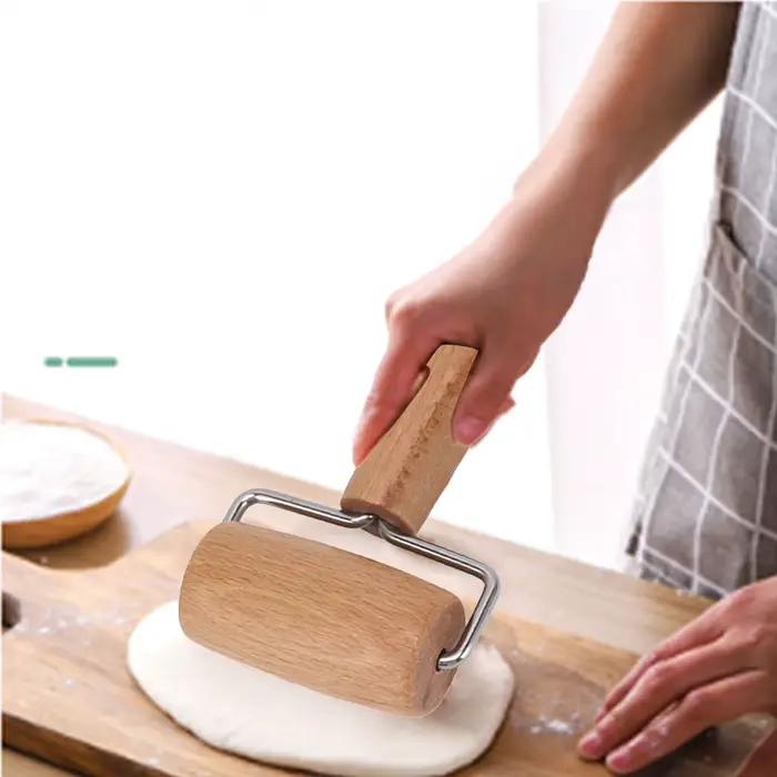 Rouleau à pâte en bois antiadhésif pour pizza et autres préparations de cuisine à domicile pour les amateurs de pâtisserie