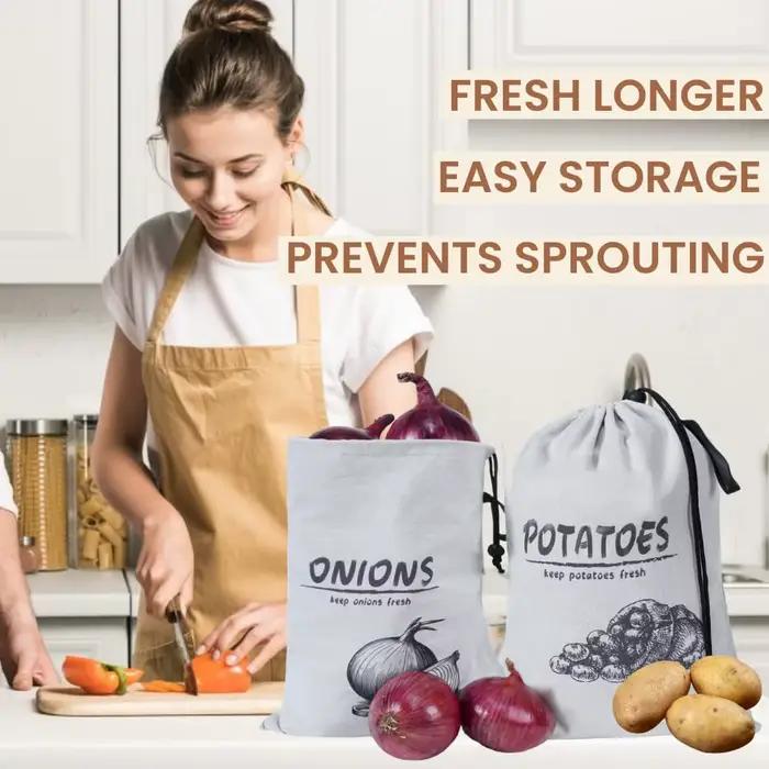 Sac de rangement réutilisable pour oignons et pommes de terre