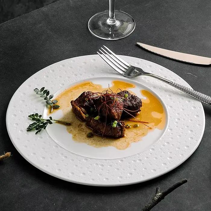 Vaisselle blanche pure assiette à Steak Cuisine occidentale usage domestique pâtes italiennes