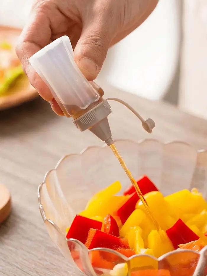 2/4/6 pièces Bouteilles à sauce portables en PP Mini pots à condiments translucides étanches pour le camping en plein