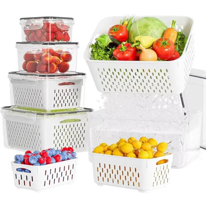 Conteneur de stockage alimentaire pour réfrigérateur avec couvercle filtrant