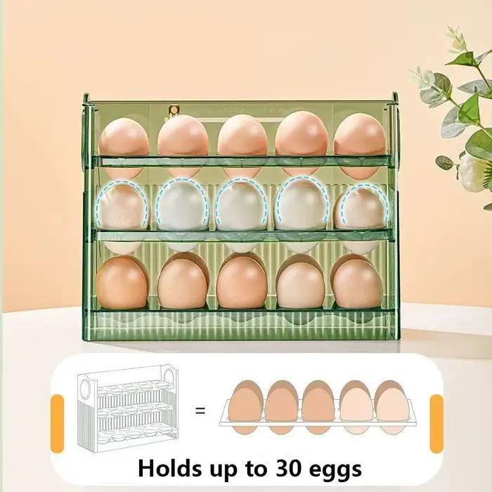 Boîte à œufs en plastique brillant à trois niveaux pour rangement pratique et organisation de la cuisine occasions familiales et cadeaux utiles
