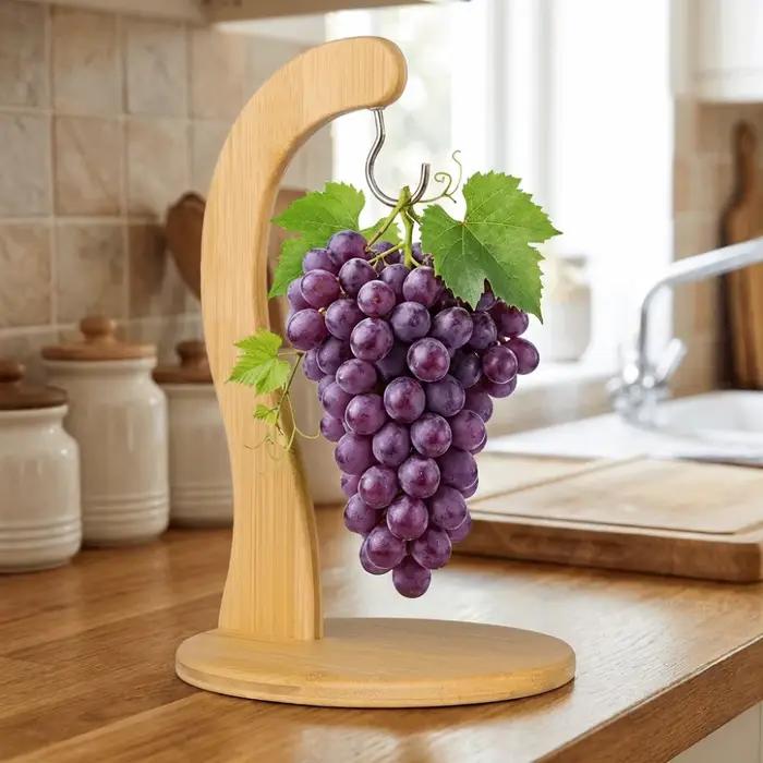 Support à bananes en bois créatif, gain de place, garde les bananes fraîches, rangement vertical pour fruits, multifonctionnel avec crochet