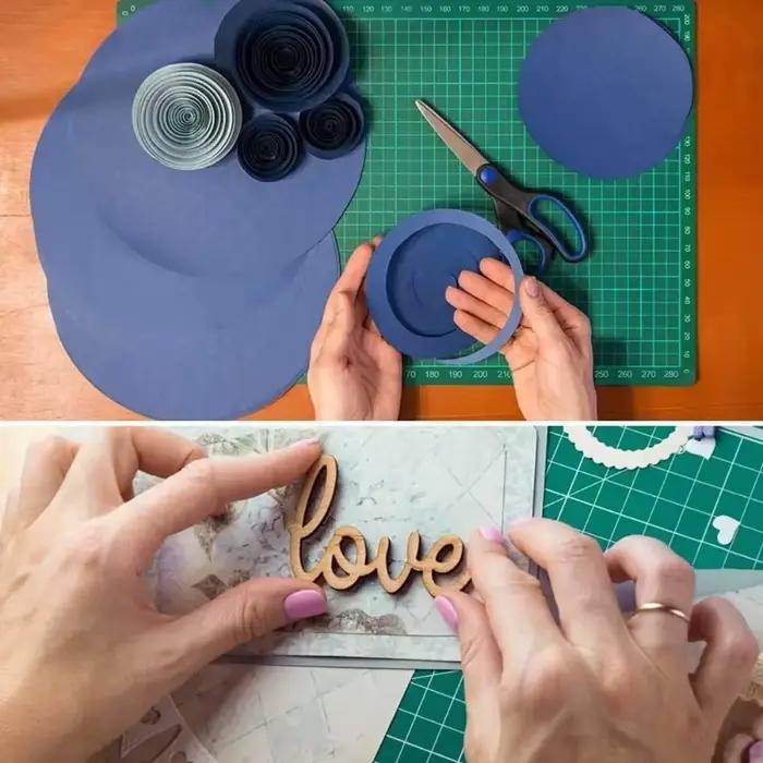Tapis de découpe A3 A4 A5 durable avec lignes quadrillées, marques d'angle et gabarits pour la modélisation, le scrapbooking et la découpe de papier artisanal
