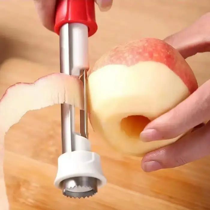 Éplucheur de fruits 2 en 1 acier inoxydable antidérapant pour poires et autres fruits pour la cuisine et les repas familiaux
