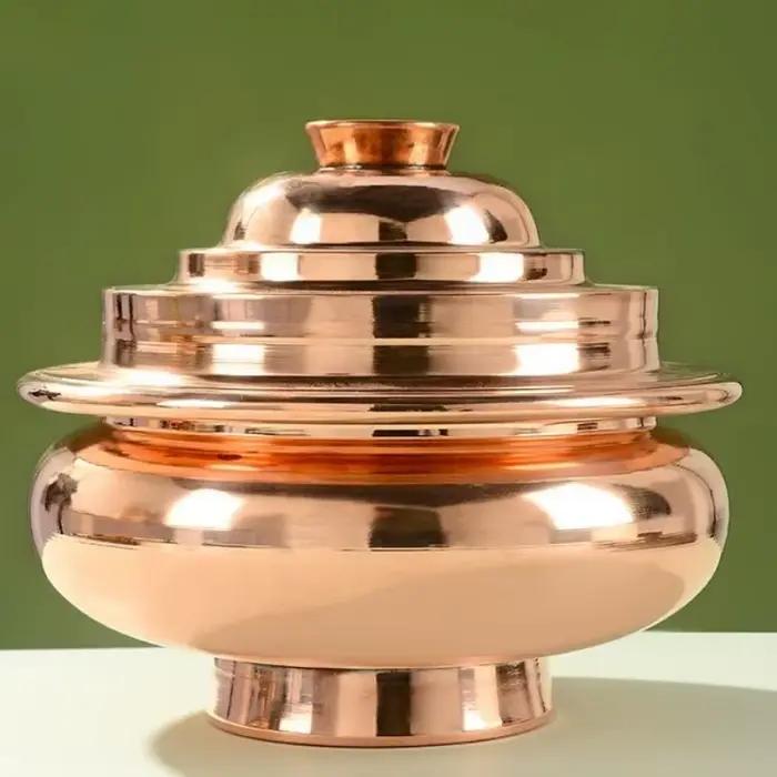 Boîte de riz de stockage bouddhiste artisanales en cuivre rouge pour votre bien-être spirituel et votre décoration d'intérieur occasions spéciales et cadeaux de luxe