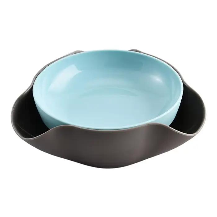 Bol à collation double couche en plastique bleu pour pistaches cerises et popcorn occasionnels et cadeau pour la maison café hôtel restaurant magasin