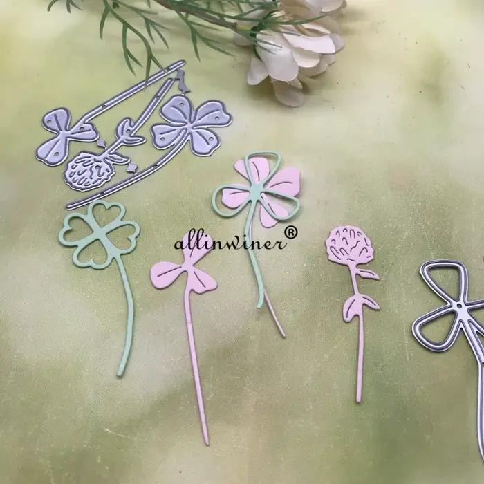 Pochoirs découpés en acier au carbone pour scrapbooking et gaufrage de cartes en papier花卉四叶草金属裁剪模版 适合手工艺和卡片装饰