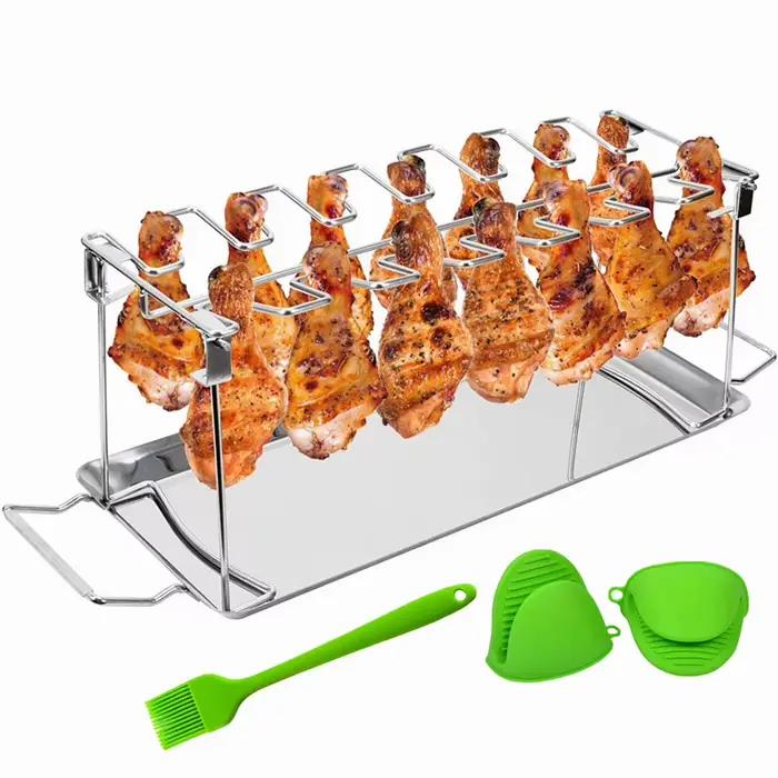 Support à cuisses de poulet pliable en acier inoxydable pour barbecues et grillades modernes multifonctionnels et respectueux de l'environnement